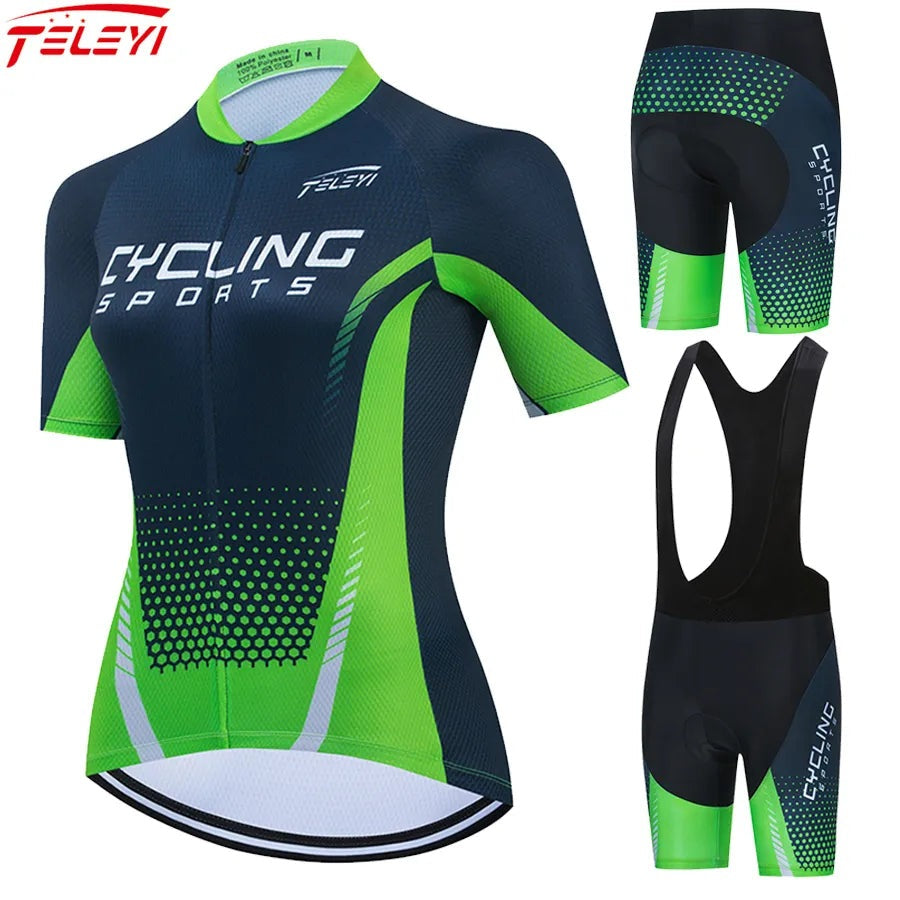 Women's Cycling Jersey Set Summer Anti-UV Cycling Bicycle Clothing Quick-Dry Mountain Female Bike Clothes Cycling Set