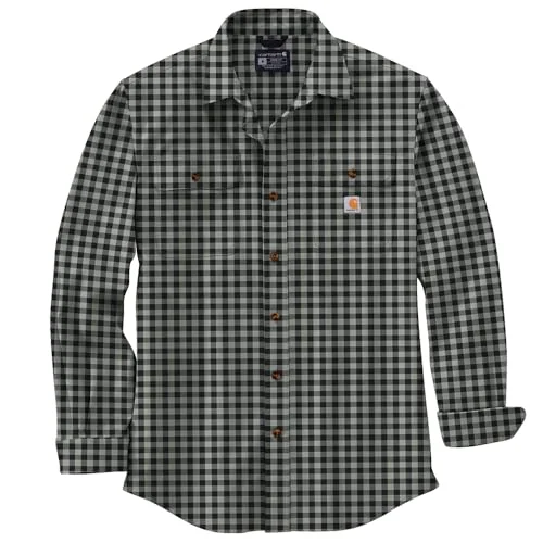 Carhartt 105947 Men's Loose Fit Heavyweight Flannel Long-Sleeve Plaid Shirt - Medium - Blue Fox