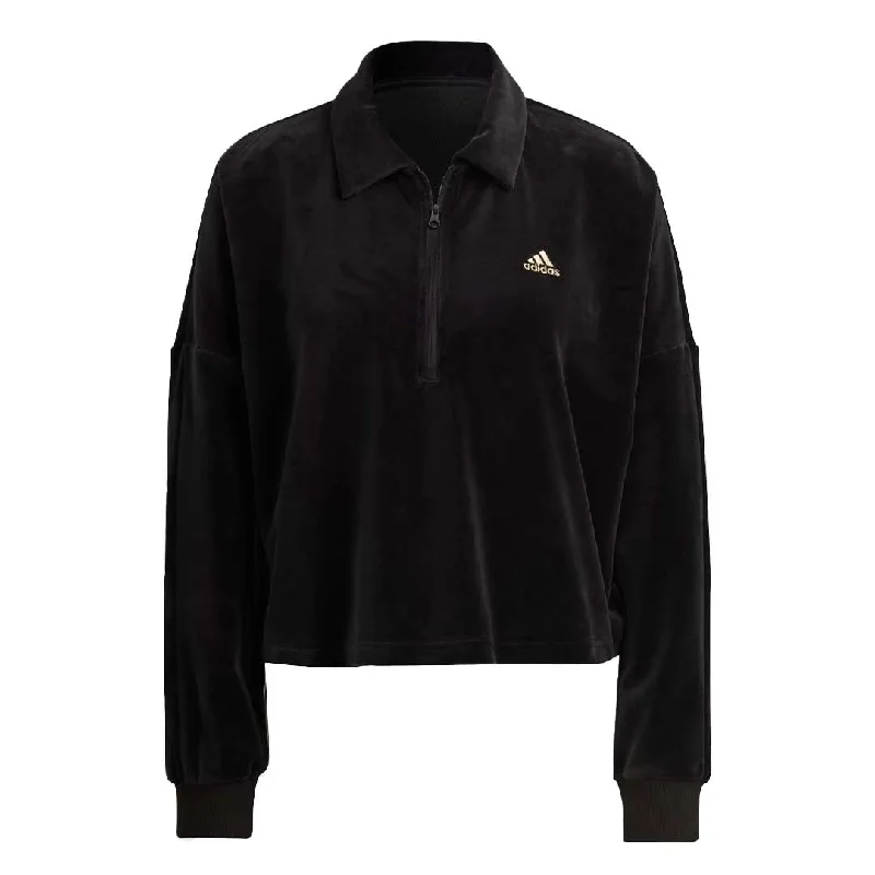 adidas - Women's Crop Velour Quarter-Zip Sweatshirt (IM2582)