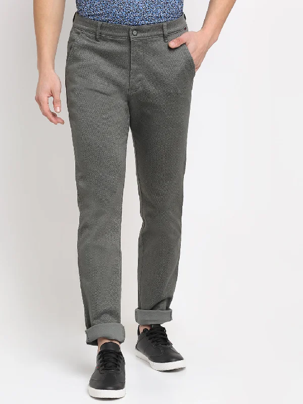 Men's Casual Flat front Olive Green  Trousers