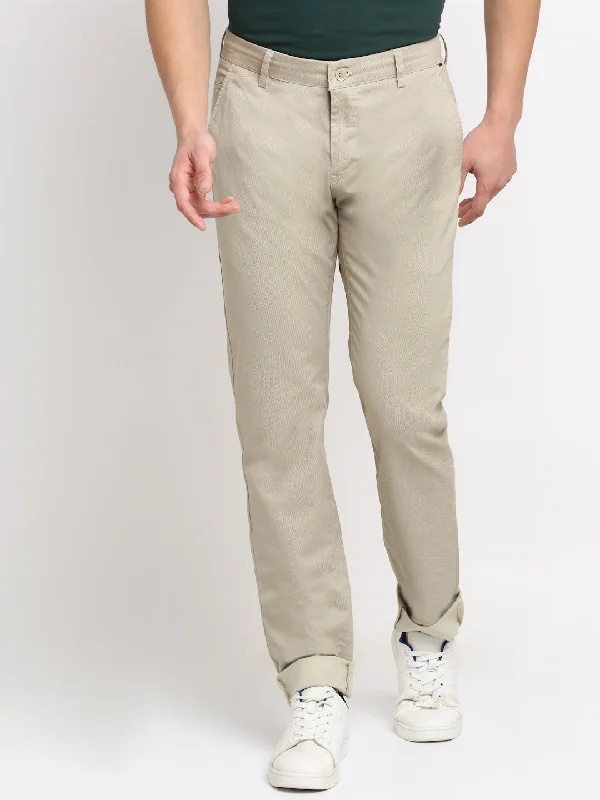 Men's Casual Flat front Fawn  Trousers