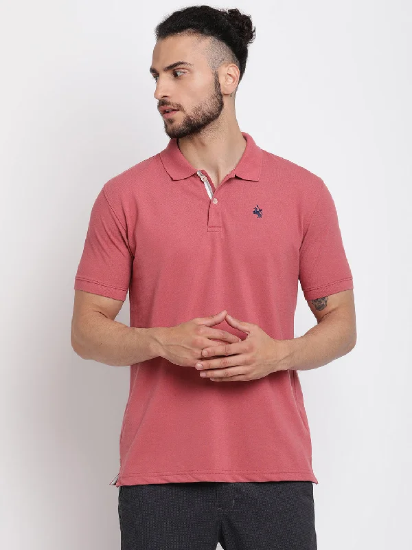 Men's Dusty Pink Polo neck Half Sleeve T-Shirt