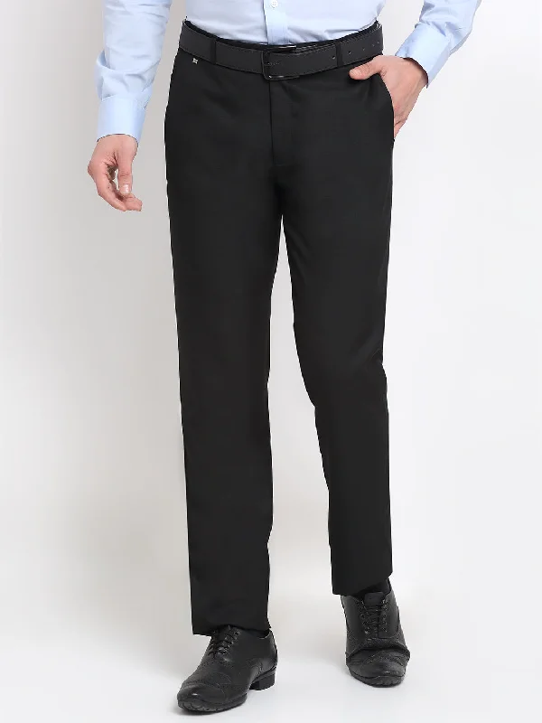 Men's Formal Flat front Black  Trousers