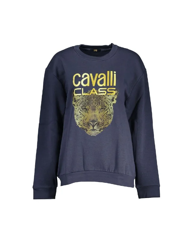 Cavalli Class  Leopard Print Sweatshirt for Women  Navy