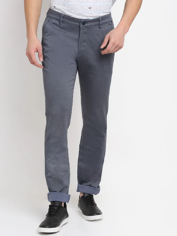 Men's Casual Flat front Grey  Trousers