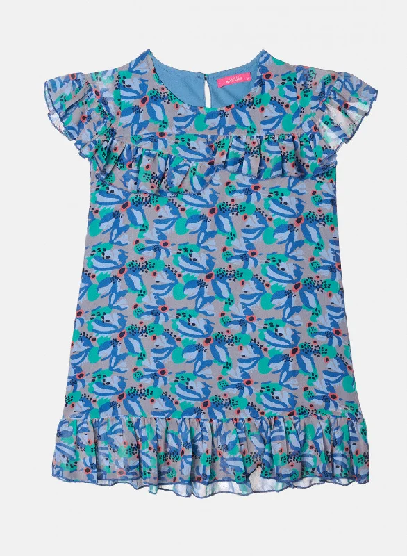 Girls Multi Color Printed Dress