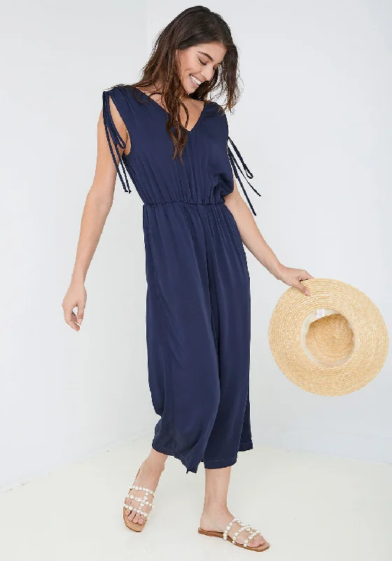 Sleeveless Gathered Shoulder Jumpsuit