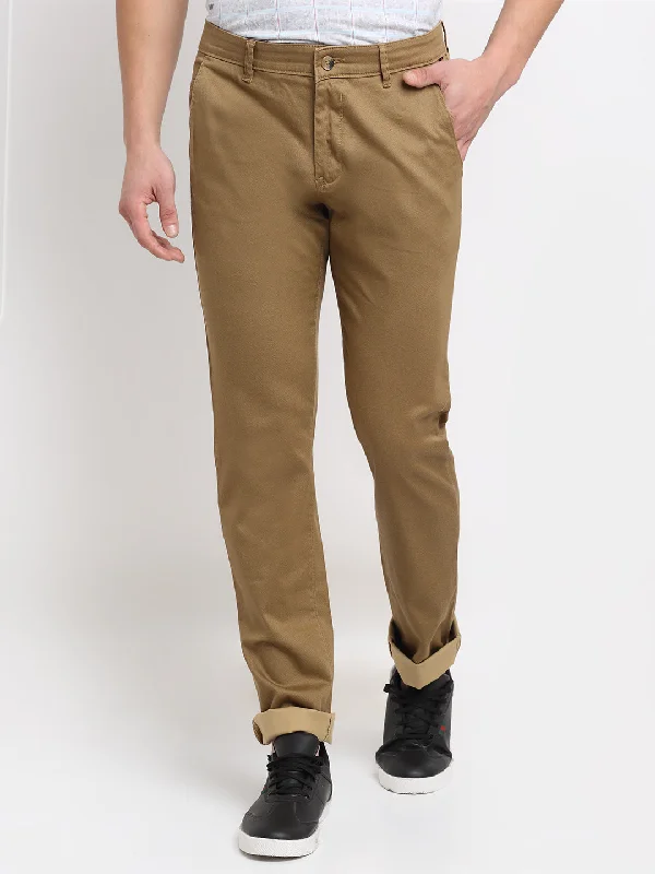 Men's Casual Flat front Khaki  Trousers