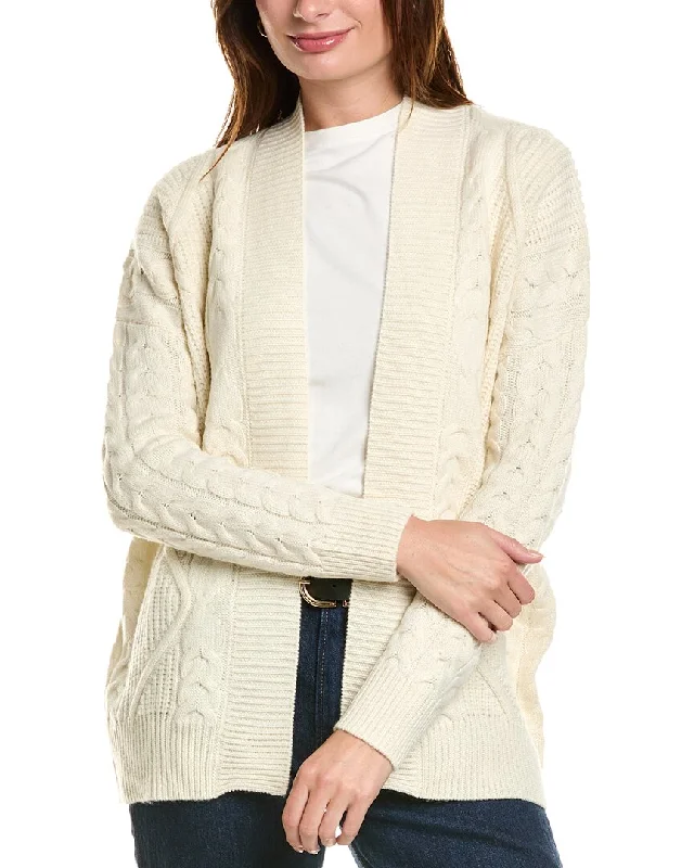 Forte Cashmere Luxe Cable Wool & Cashmere-Blend Cardigan