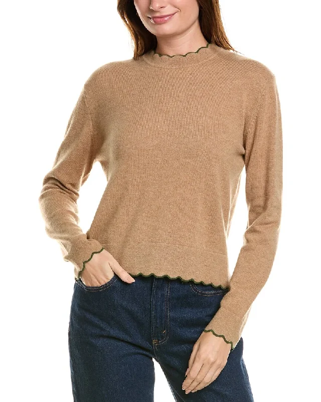 Forte Cashmere Scallop Edge Boxy Cashmere Sweater