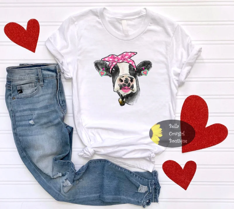 Bougie Valentine's Day Vintage Western Lipstick Cow T-Shirt