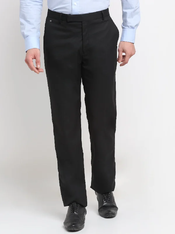 Men's Formal Flat front Black  Trousers