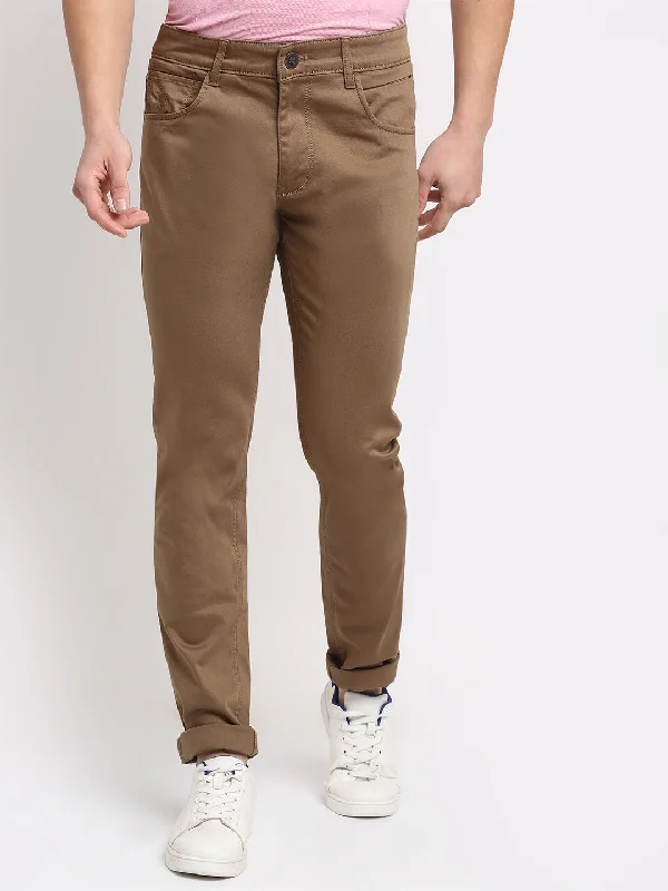 Men's Casual Flat front Khaki  Trousers