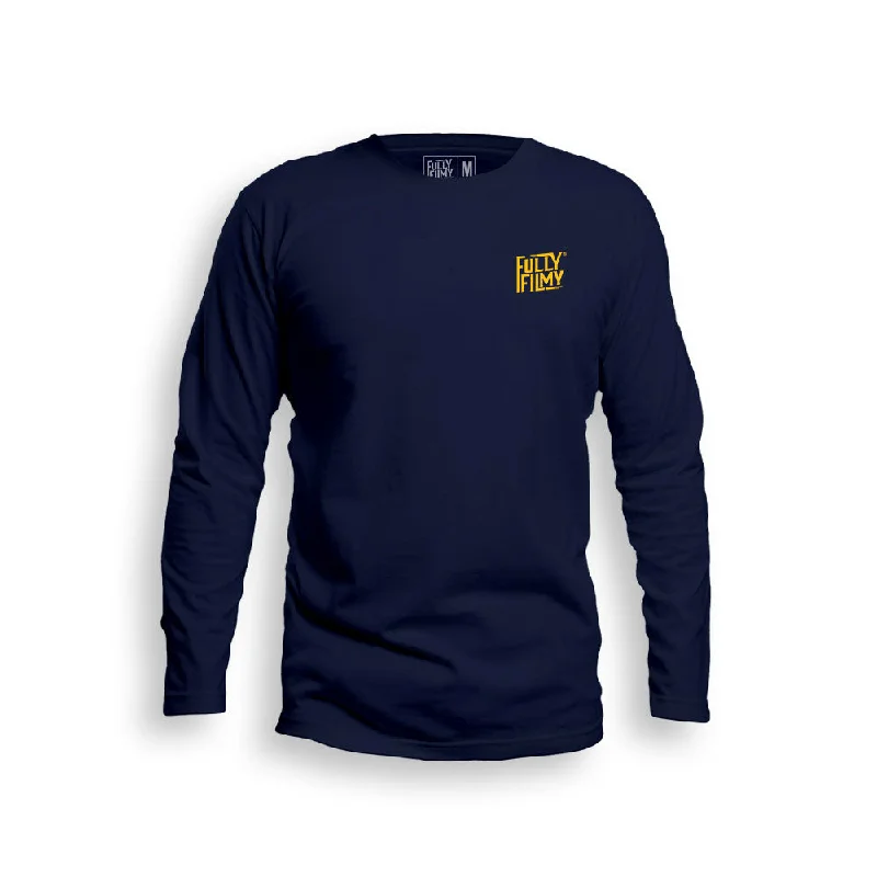 FF Yellow Logo Navy Blue Full Sleeve T-Shirt (Left Pocket)