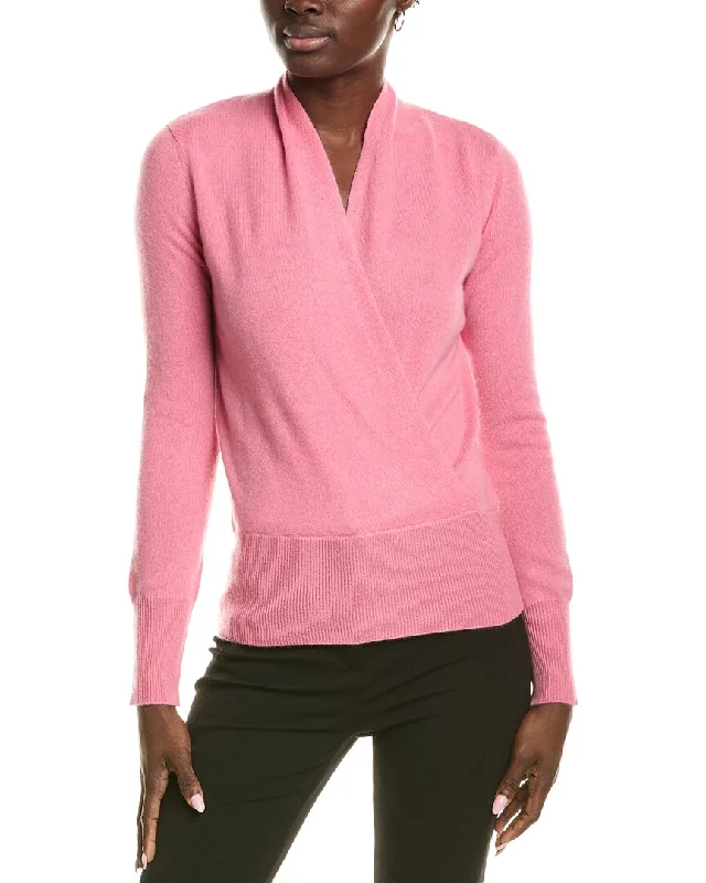 sofiacashmere Modern Faux Wrap Cashmere Sweater