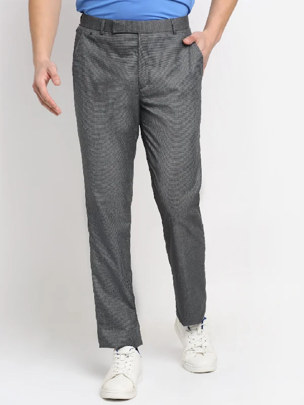 Men's Formal Flat front Grey  Trousers