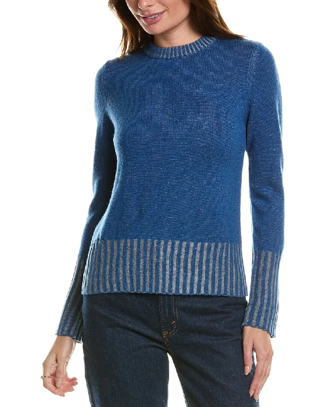 Forte Cashmere Plaited Crewneck Wool & Cashmere-Blend Sweater