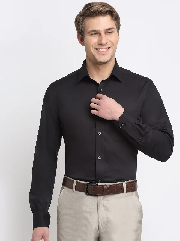 Men's Black Formal Plain Full Sleeve Shirt