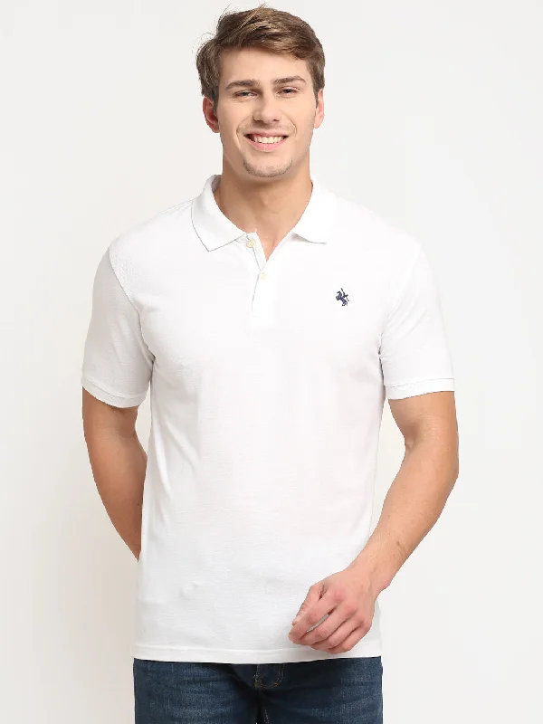 Men's White  Polo neck Half Sleeve T-Shirt