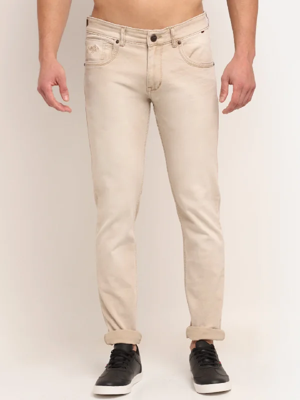 Men's Ultra Narrow fit Heavy Fade Beige  Jeans