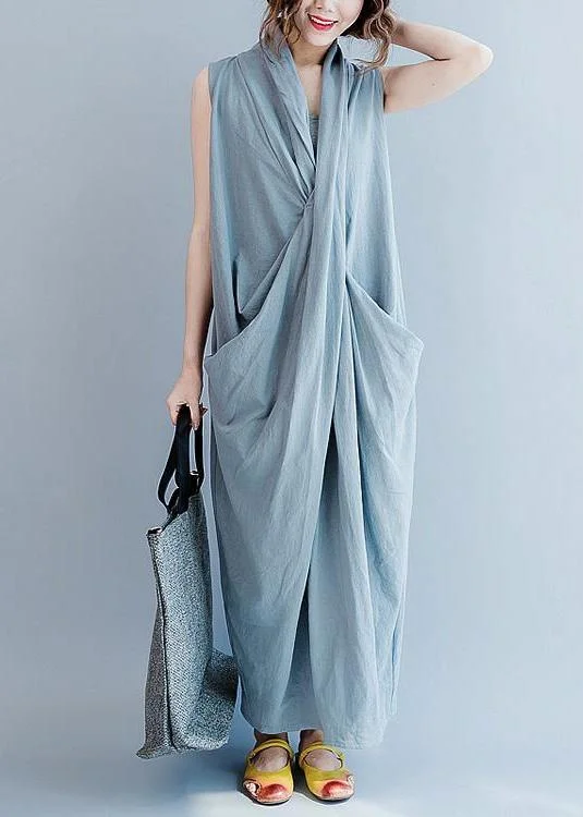 Gray cross bust cotton summer dresses oversize long maxi dress gown caual traveling dress