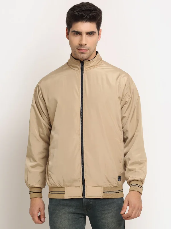 Beige & Navy Blue Men's Reversible Jacket