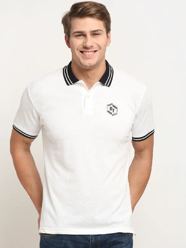 Men's White  Polo neck Half Sleeve T-Shirt