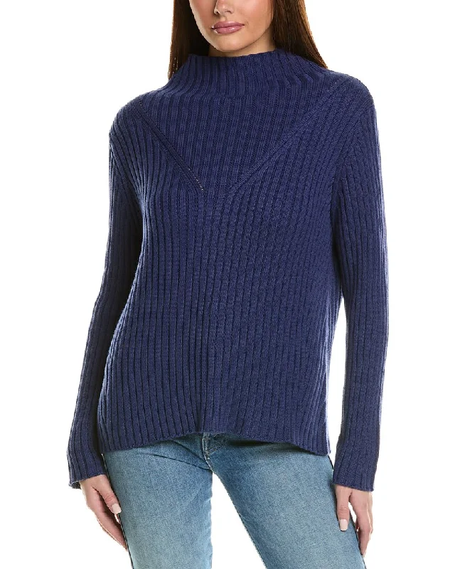 Hannah Rose Chunky Rib Funnel Neck Cashmere-Blend Sweater