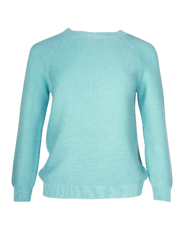 Weekend by Max Mara Crewneck Knit Sweater in Blue Cotton