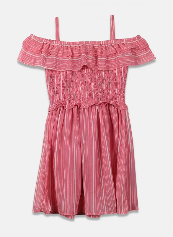 Girls Pink Stripe Dress