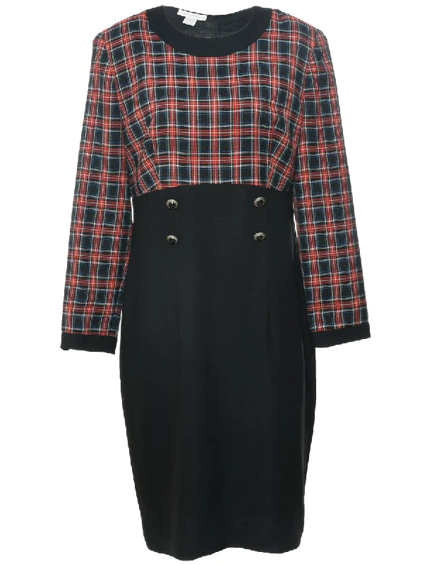 Checked Black Dress - L