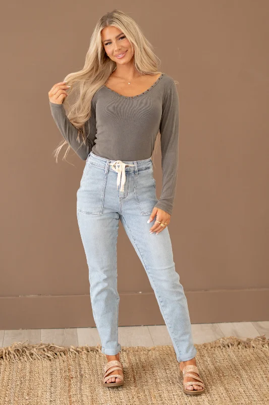 Curvy Saturday Morning High Rise Jogger Boyfriend Jeans