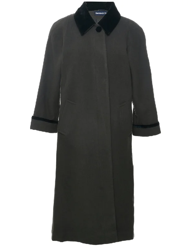 Single Breasted Wool Coat - L