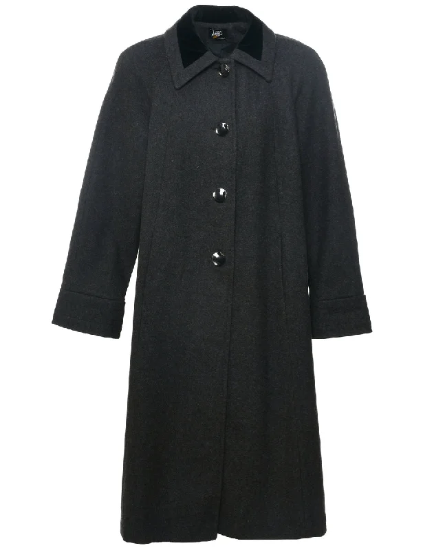 Single Breasted Wool Coat - L