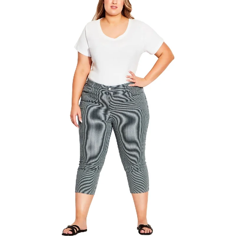 Avenue Womens High Rise Striped Capri Pants