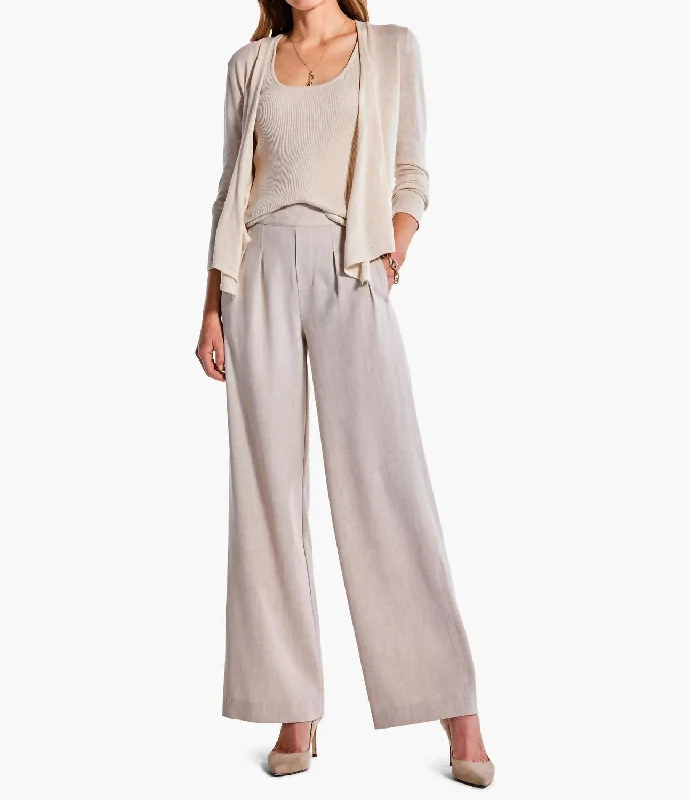 Bi-Stretch Twill Wide Leg Pant In Biscotti Heather