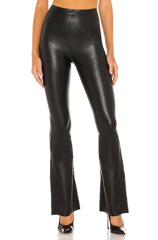 Faux Leather Flared Pant In Black