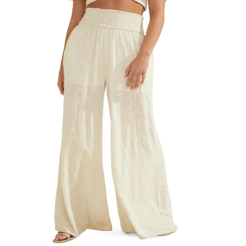 Guess Womens Miya Smocked Wide Leg Palazzo Pants