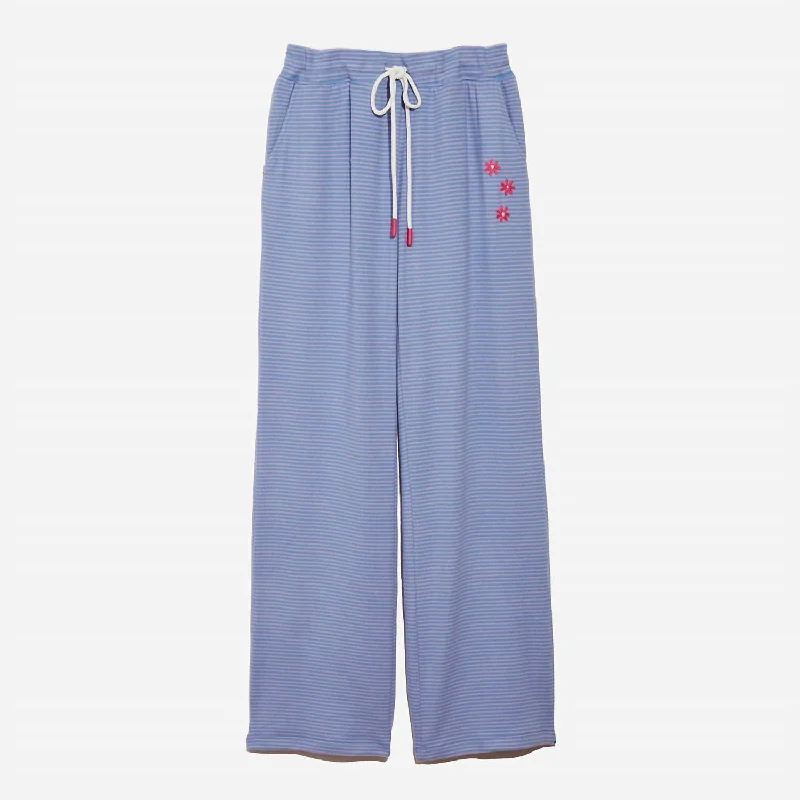 Happy Stripe Sweatpant In Glacier Blue