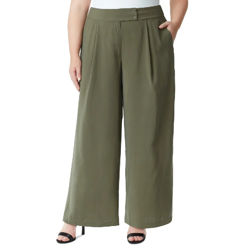 Jessica Simpson Womens Plus Melba Pleated High Rise Wide Leg Pants