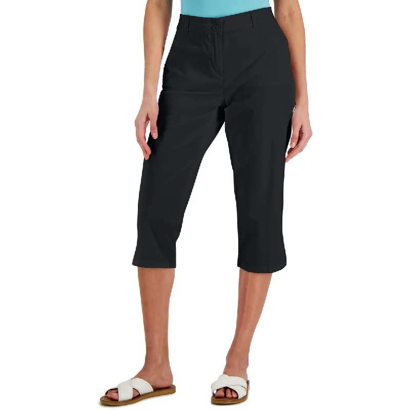 Karen Scott Womens Woven Flat Front Capri Pants