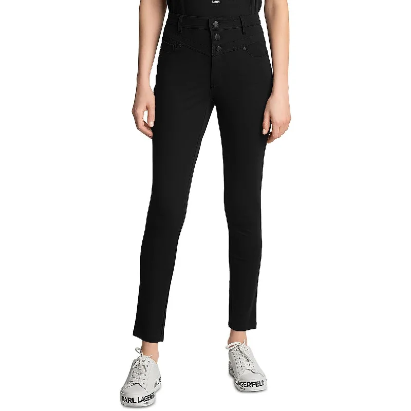 Karl Lagerfeld Paris Womens Mid-Rise Yoke Skinny Pants