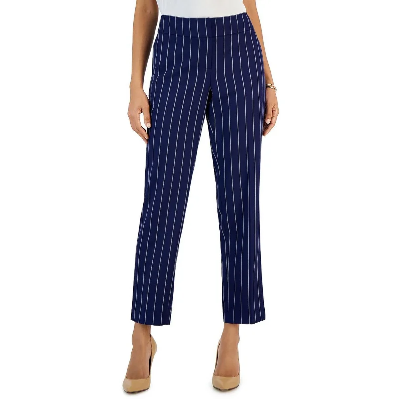 Kasper Womens Woven Striped Straight Leg Pants