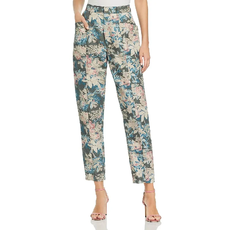 La Vie Rebecca Taylor Womens Fleur Foret Linen Floral Pants