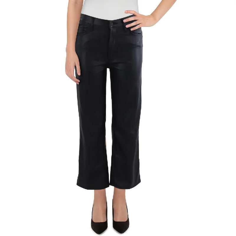 Mother Womens Rambler Faux Leather Mid-Rise Straight Leg Pants