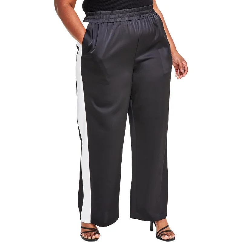 Nina Parker Womens Plus Colorblock High Rise Wide Leg Pants