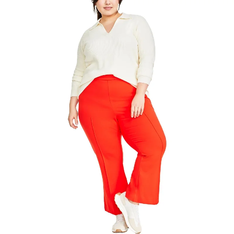 On 34th Womens Plus High Rise Flared Ankle Pants