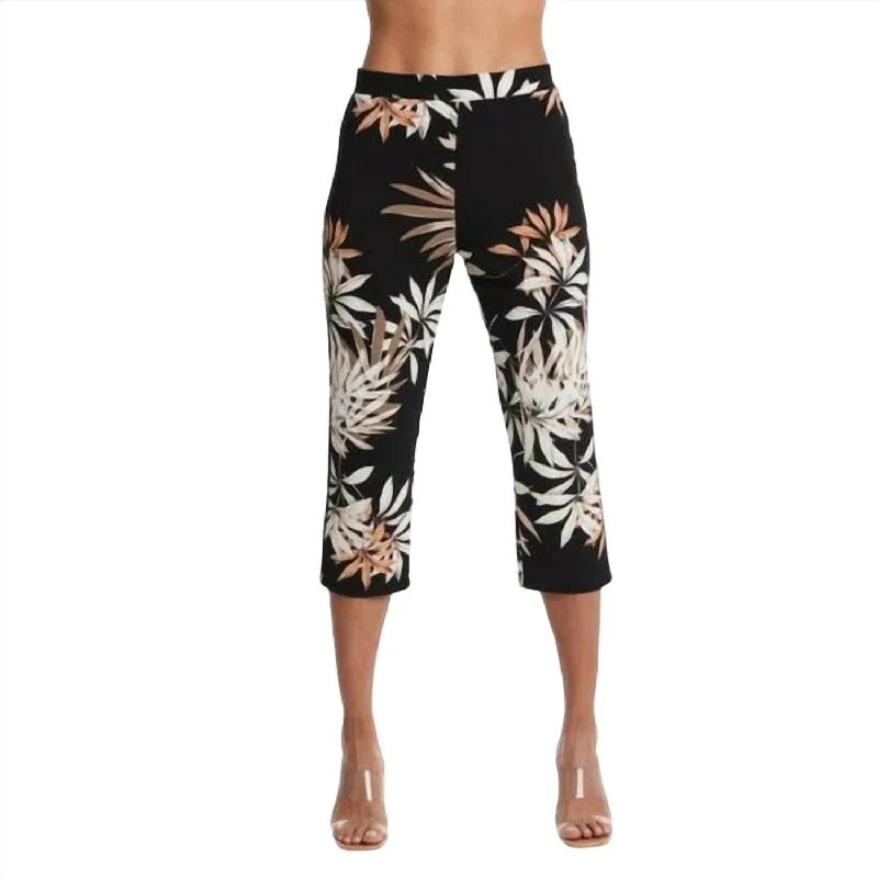 Palm Tree Crop Pant In Black Palm