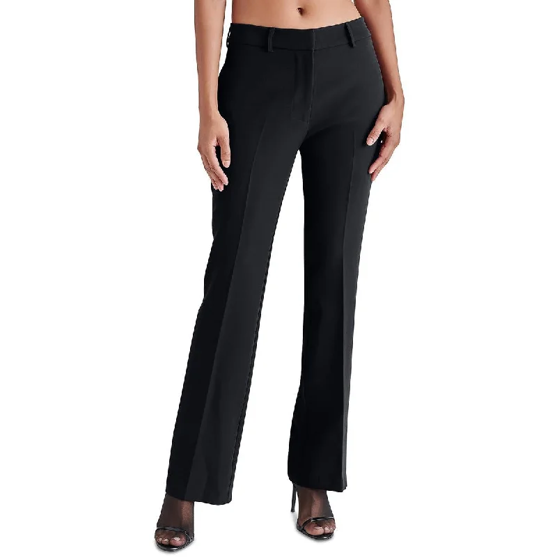 Steve Madden Womens Crepe Mid Rise Straight Leg Pants