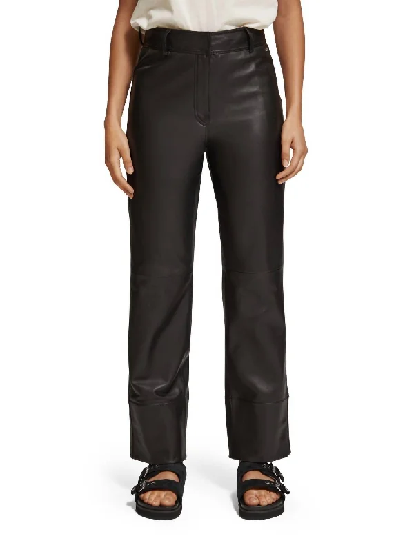 Straight Leg Leather Pant In Black